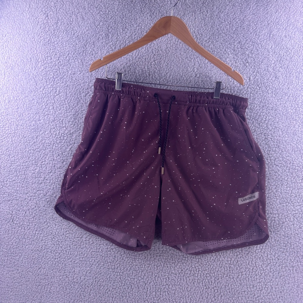 Legends Luka Mens Athletic Training Shorts Burgundy Splatter 7 Inch Inseam XL